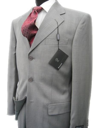 Collezinai MEN SUIT~150'S WOOL~LIGHT GRAY Shark Skin Three Buttons Style suit - mensusa