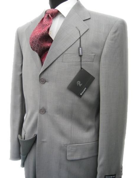 Collezinai MEN SUIT~150'S WOOL~LIGHT GRAY Shark Skin Three Buttons Style suit - mensusa