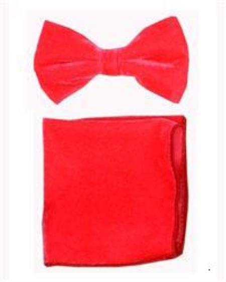 Velvet Bowtie with Hanky Burgundy ~ Wine ~ Maroon main image 1