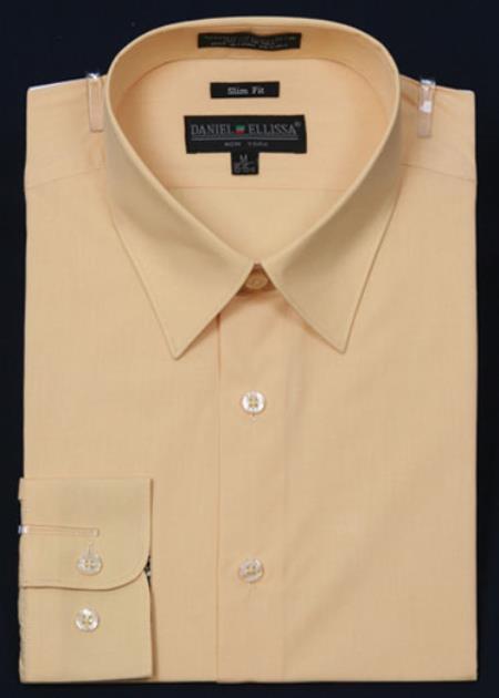 Affordable Clearance Cheap Mens Dress Shirt Sale Online Trendy - Slim Fit - Corn Color Men's Dress Shirt