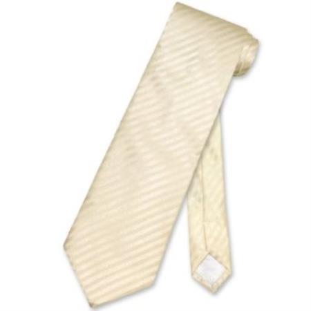 Egg Yolk Cream Vertical Stripes Men's Neck Tie - Men's Neck Ties - Mens Dress Tie - Trendy Mens Ties