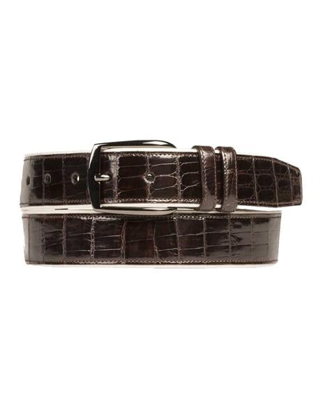 Mezlan Belts Brand Men's Genuine World Best Alligator ~ Gator Skin Dark Brown Skin Belt main image 0