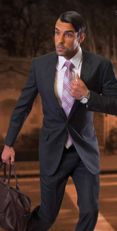 Cut Style Jacket & Pants CLASSIC SLIM FIT 2 PIECE 2 BUTTON CHARCOAL Men's SUIT Pick Stitched 100% Super 150'S Wool mensusa