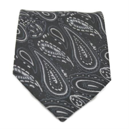 Black P A I S L E Y Print Neck Tie and Handkerchief Set - Men's Neck Ties - Mens Dress Tie - Trendy Mens Ties