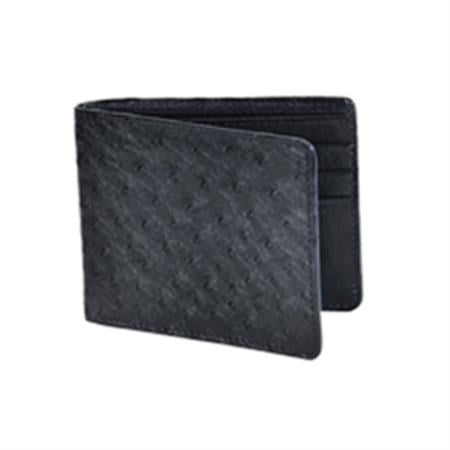 Wild West Boots Wallet- Black Genuine Exotic Ostrich Leg