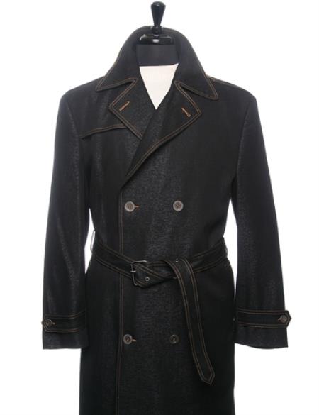 Men's Dress Coat Raincoat - Trench Coat Black
