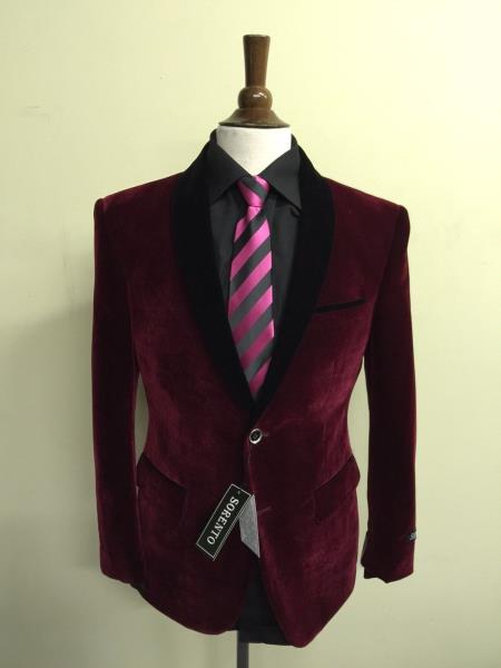 Men'S Velvet ~ Velour Fabric Dinner Black Lapeled Fashion Tuxedo For Men main image 1