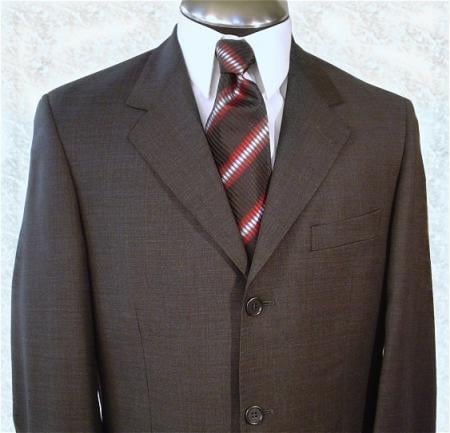 Dark Brown Premier Quality Online Sale Clearance Super 120'S Available In 2 Or 3 Buttons Style Regular Classic Cut - mensusa