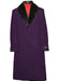 Men’s Dark Purple Full-Length Dress Coat with Removable Fur Collar