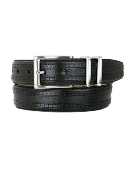 Mezlan Belts Brand Men's Genuine Deer/Cordovan Black Skin Belt