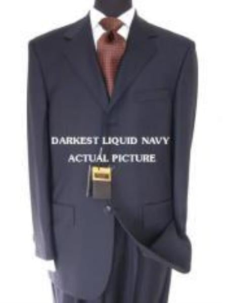 Designer Brand Name Three ~ 3 Buttons premier quality italian fabric Liquid Darkest Dark Navy Super 150's non back vent coat style mensusa