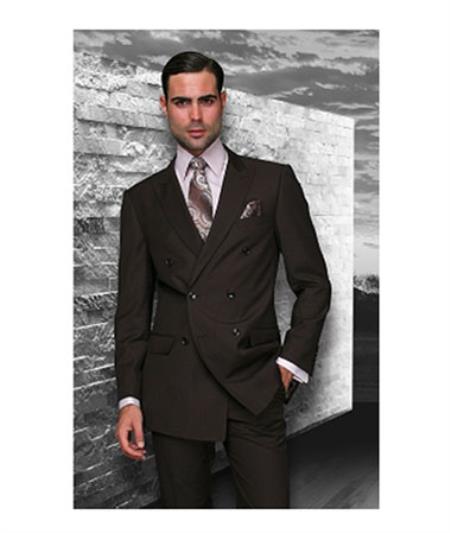 Statement Confidence Brown Double Breasted Men's Wool Italian Design Suit