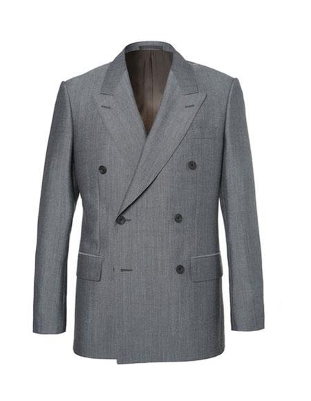 Men's Kingsman Striped Pattern Double Breasted Grey Button Closure Fully Lined Suit