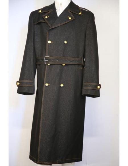 Men's Black stylish trench collar Double Breasted Suit denim 1pc long suit