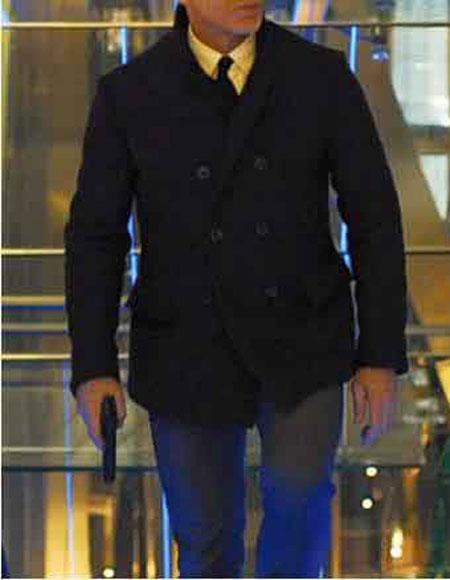 Daniel Craig Suit Men's Daniel Craig James Bond Cheap Priced Menswear Double Breasted Navy Blue Button Closure Peacoat