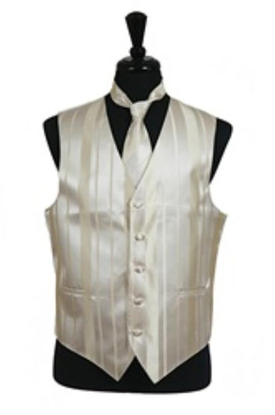Dress Tuxedo Wedding Vest/Tie/Bowtie Sets (Champagne Tone on Tone) Buy 10 of same color Tie For $25 Each - Men's Neck Ties - Mens Dress Tie - Trendy Mens Ties mensusa