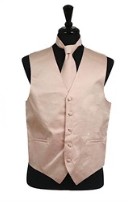 Dress Tuxedo Wedding Vest ~ Waistcoat ~ Waist coat Tie Set Beige Buy 10 of same color Tie For $25 Each - Men's Neck Ties - Mens Dress Tie - Trendy Mens Ties mensusa