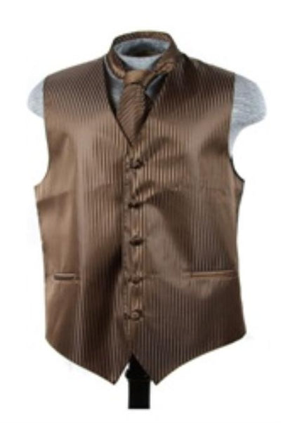 Dress Tuxedo Wedding Vest ~ Waistcoat ~ Waist coat Tie Set Brown Buy 10 of same color Tie For $25 Each - Men's Neck Ties - Mens Dress Tie - Trendy Mens Ties mensusa