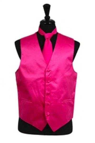 Dress Tuxedo Wedding Vest ~ Waistcoat ~ Waist coat Tie Set Hot Pink Tuxedo Buy 10 of same color Tie For $25 Each - Men's Neck Ties - Mens Dress Tie - Trendy Mens Ties mensusa