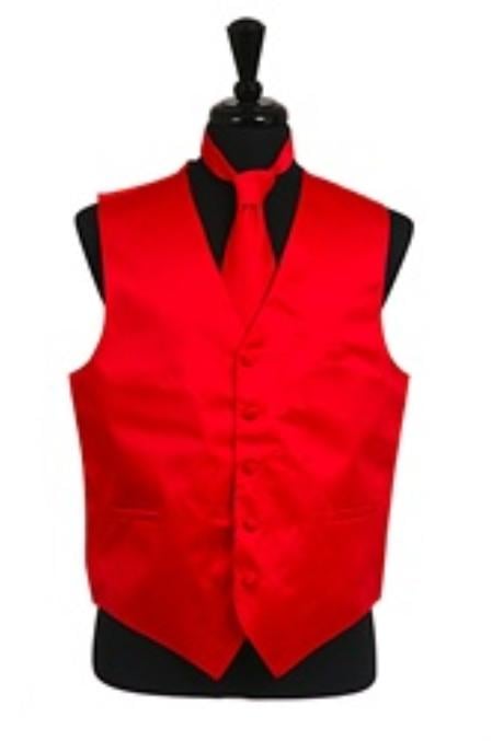 Dress Tuxedo Wedding Vest ~ Waistcoat ~ Waist coat Tie Set Red Buy 10 of same color Tie For $25 Each - Men's Neck Ties - Mens Dress Tie - Trendy Mens Ties mensusa