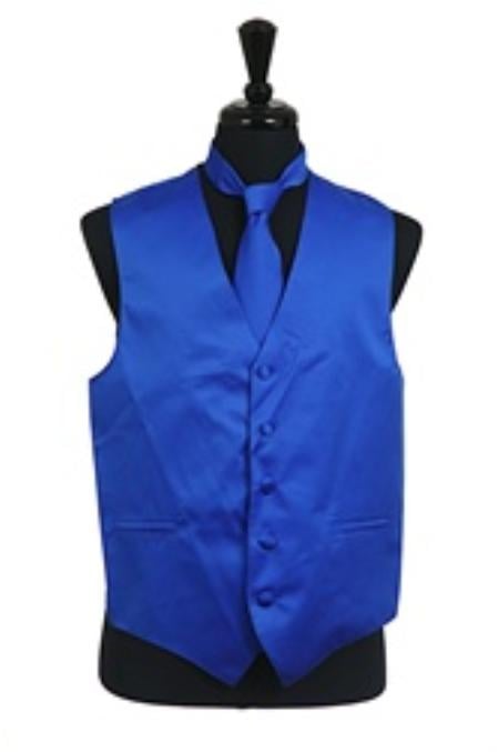 Dress Tuxedo Wedding Vest ~ Waistcoat ~ Waist coat Tie Set Royal Blue Buy 10 of same color Tie For $25 Each - Men's Neck Ties - Mens Dress Tie - Trendy Mens Ties mensusa