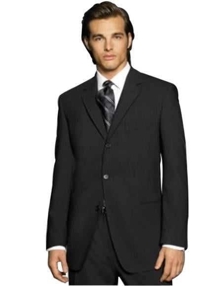 Exclusive Simple & Classy Smooth Solid Black Men's Three Buttons Style suit premier quality italian fabric - mensusa