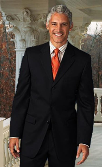 Extra Long 2PC Solid Color Black Men's Suits in Available 2 Buttons Style for tall man mensusa