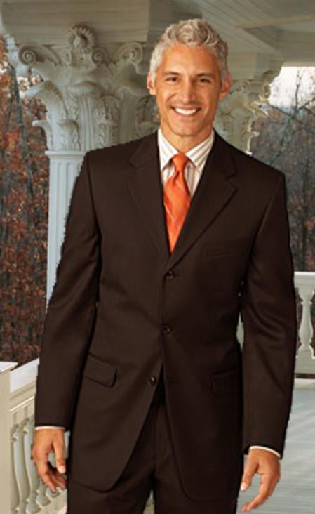 Extra Long 2PC Solid Color Brown Men's Suit in Available 2 Buttons Style for tall man mensusa