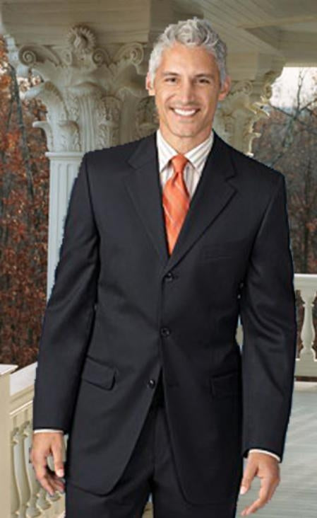 Extra Long 2PC Solid Color Charcoal Men's Suit mensusa