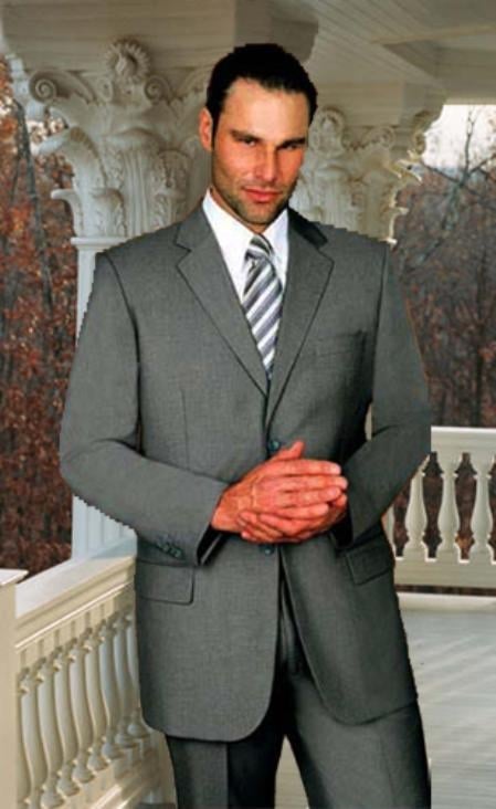 Extra Long 2PC Solid Color Gray Men's Suit Available 2 Buttons Style for tall man mensusa
