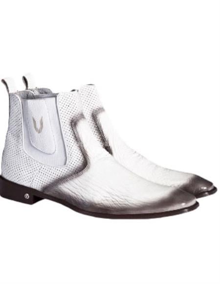 Men's Full Leather Faded Cognac Sharkskin Chelsea Boots main image 1
