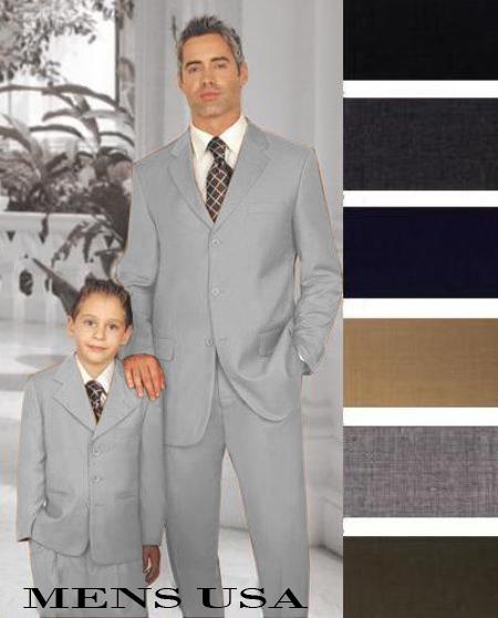 1 Men + 1 Boy Matching Set For Both Father And Son 2 For $278 Suit Light Grey