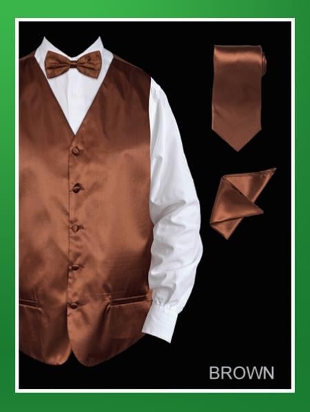 Men's 4 Piece Groomsmen DRESS TUXEDO WEDDING Vest ~ Waistcoat ~ Waist coat  Set (Bow Tie, Neck Tie, Hanky) - Lapelled Groomsmen Vest ~ Waistcoat ~ Waist coat  Sobu - Men's Neck Ties - Mens Dress Tie - Trendy Mens Ties main image 0