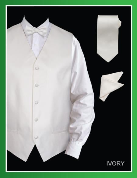 Men's 4 Piece Groomsmen Dress Tuxedo Wedding Vest ~ Waistcoat ~ Waist coat Set (Bow Tie, Neck Tie, Hanky) - Lapelled Groomsmen Vest ~ Waistcoat ~ Waist coat  Dark lime mint  - Men's Neck Ties - Mens Dress Tie - Trendy Mens Ties main image 0
