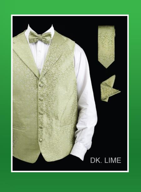 Men's 4 Piece Groomsmen Dress Tuxedo Wedding Vest ~ Waistcoat ~ Waist coat  Set (Bow Tie, Neck Tie, Hanky) - Lapelled Groomsmen Vest ~ Waistcoat ~ Waist coat  Purple  - Men's Neck Ties - Mens Dress Tie - Trendy Mens Ties