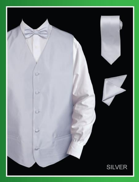 Men'S White Shirt Prom Or Pink Wedding Tuxedo Dress Tuxedo Wedding Men'S Vest ~ Waistcoat ~ Waist Coat & Bowtie Set + Any Color Pants Package Combo ~ Combination main image 1