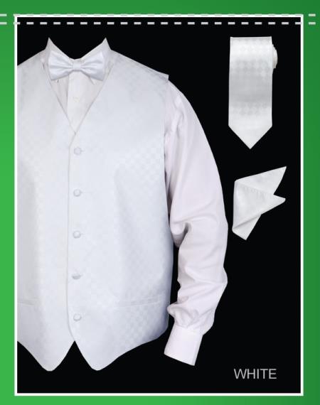 Men's 4 Piece Groomsmen Dress Tuxedo Wedding Dress Tuxedo Wedding Vest ~ Waistcoat ~ Waist coat Set (Bow Tie, Neck Tie, Hanky) - Lapelled Groomsmen Vest ~ Waistcoat ~ Waist coat  Royal Blue  -Men's Neck Ties - Mens Dress Tie - Trendy Mens Ties main image 0