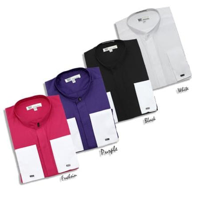 Collarless Dress Shirt Mens