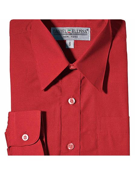 Boy's Daniel Ellissa French Cuff Red Men's Dress Shirt