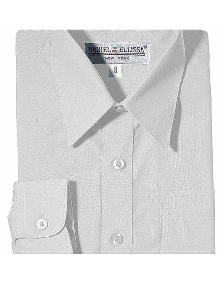 Boys White Poly/Cotton Blend French Cuff Shirt