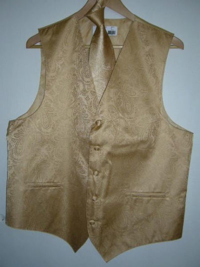 GOLD DRESS TUXEDO WEDDING Vest ~ Waistcoat ~ Waist coat& TIE SET Buy 10 of same color Tie For $25 Each-Men's Neck Ties - Mens Dress Tie - Trendy Mens Ties mensusa