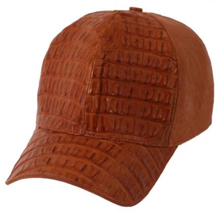 Genuine Ostrich World Best Alligator ~ Gator Skin Exotic Skin Baseball Cap Cognac