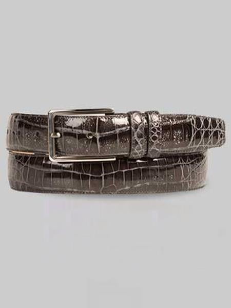 Men's Mezlan Belts Brand Soft Nubuck Backing Genuine Crocodile Brown Skin Handmade Cinturon De Cocodrilo