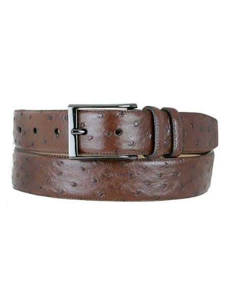 Mezlan Belts Brand Men's Genuine Ostrich Tabac Skin Belt