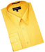 Gold~Yellow~Mustard Cotton Blend Convertible Cuffs Men's Dress Shirt mensusa
