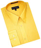 Gold~Yellow~Mustard Cotton Blend Convertible Cuffs Men's Dress Shirt mensusa