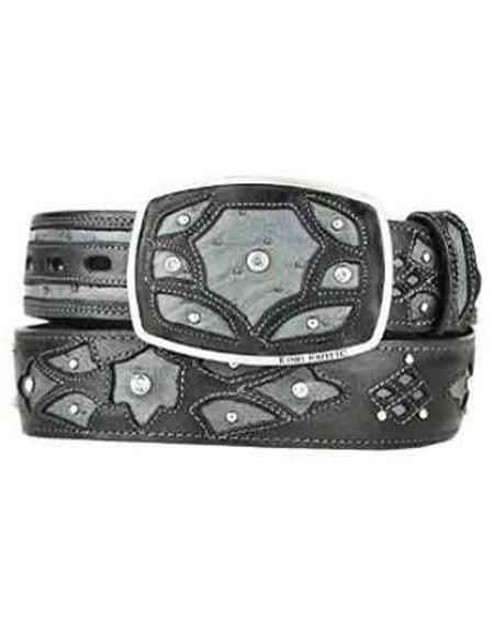 Fashion Western Belt Burnished Gray Original Ostrich Full Quill Skin