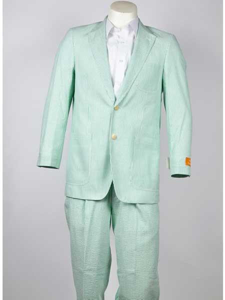 Men's Green seersucker ~ sear sucker 2 Button Suit