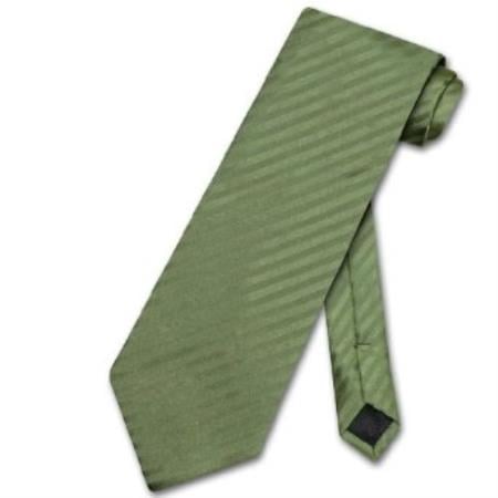 Olive Green Vertical Stripes Men's Neck Tie - Men's Neck Ties - Mens Dress Tie - Trendy Mens Ties