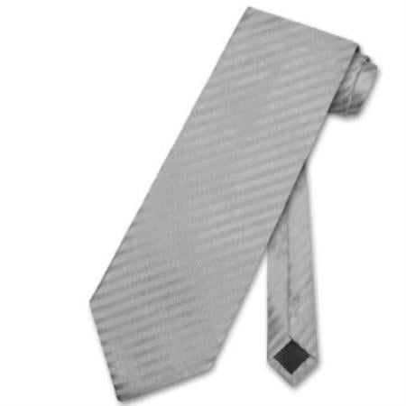 Silver Grey Vertical Stripes Men's Neck Tie - Men's Neck Ties - Mens Dress Tie - Trendy Mens Ties